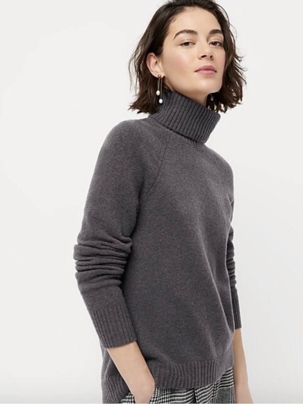 J.Crew Gray super soft Wool/Alpaca blend Turtleneck Sweater Size XS minimalist